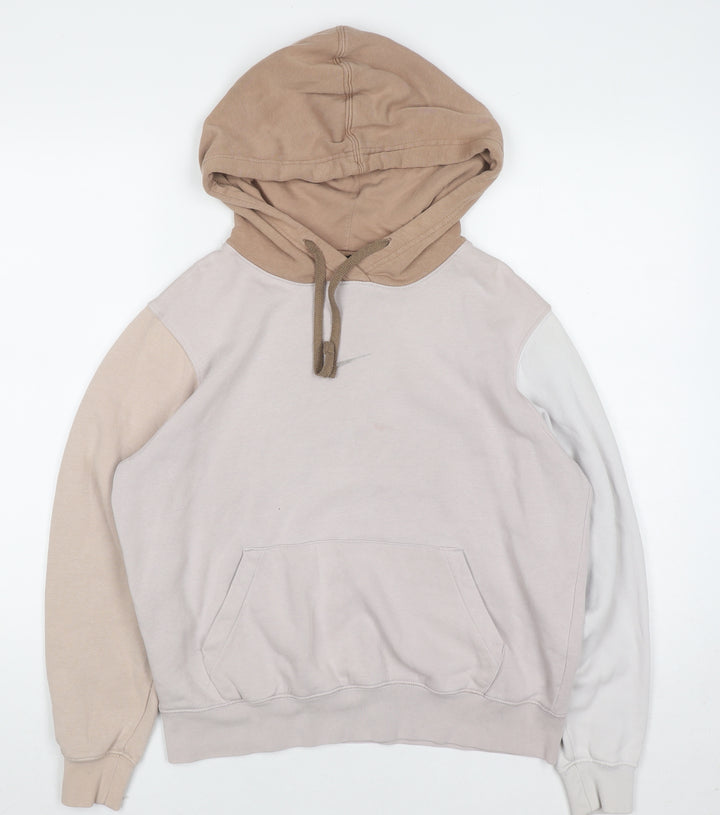 Nike Womens XS Beige Colourblock Pullover Hoodie