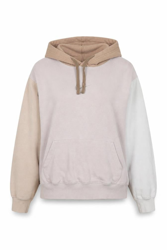 Front view of Nike women’s xs beige colourblock pullover hoodie