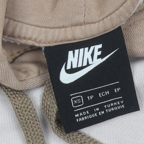 Nike Womens XS Beige Colourblock Pullover Hoodie