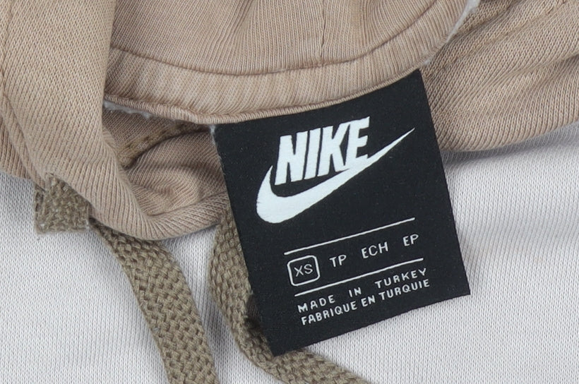 Nike Womens XS Beige Colourblock Pullover Hoodie