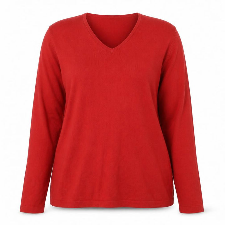 Monsoon Women Red V-Neck Cotton Blend Pullover Jumper XL