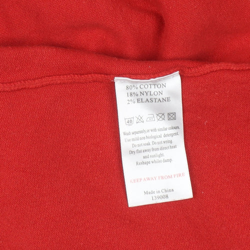Monsoon Women Red V-Neck Cotton Blend Pullover Jumper XL
