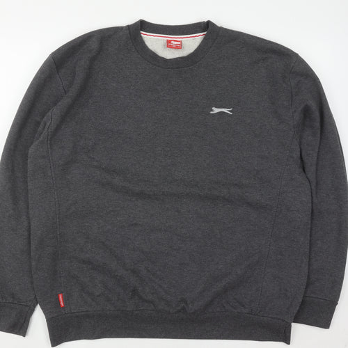 Slazenger Mens Grey 2XL Pullover Crew Neck Fleece Sweatshirt