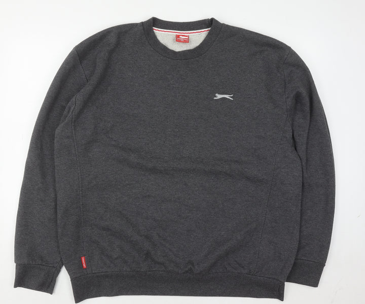 Slazenger Mens Grey 2XL Pullover Crew Neck Fleece Sweatshirt