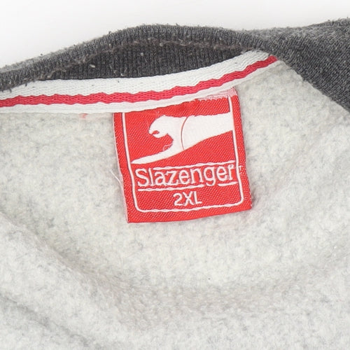 Slazenger Mens Grey 2XL Pullover Crew Neck Fleece Sweatshirt