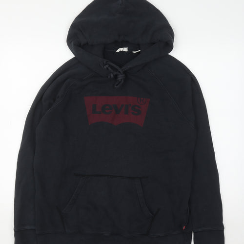 Levi's Men's Black Pullover Hoodie L Logo Graphic Cotton Sweatshirt