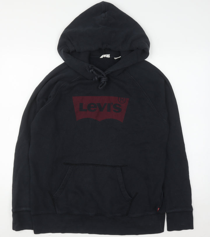 Levi's Men's Black Pullover Hoodie L Logo Graphic Cotton Sweatshirt