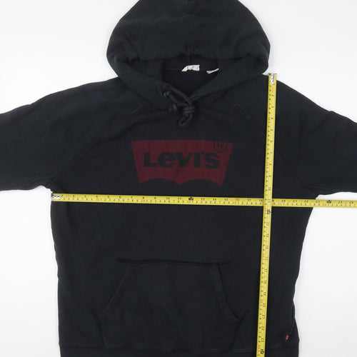 Levi's Men's Black Pullover Hoodie L Logo Graphic Cotton Sweatshirt