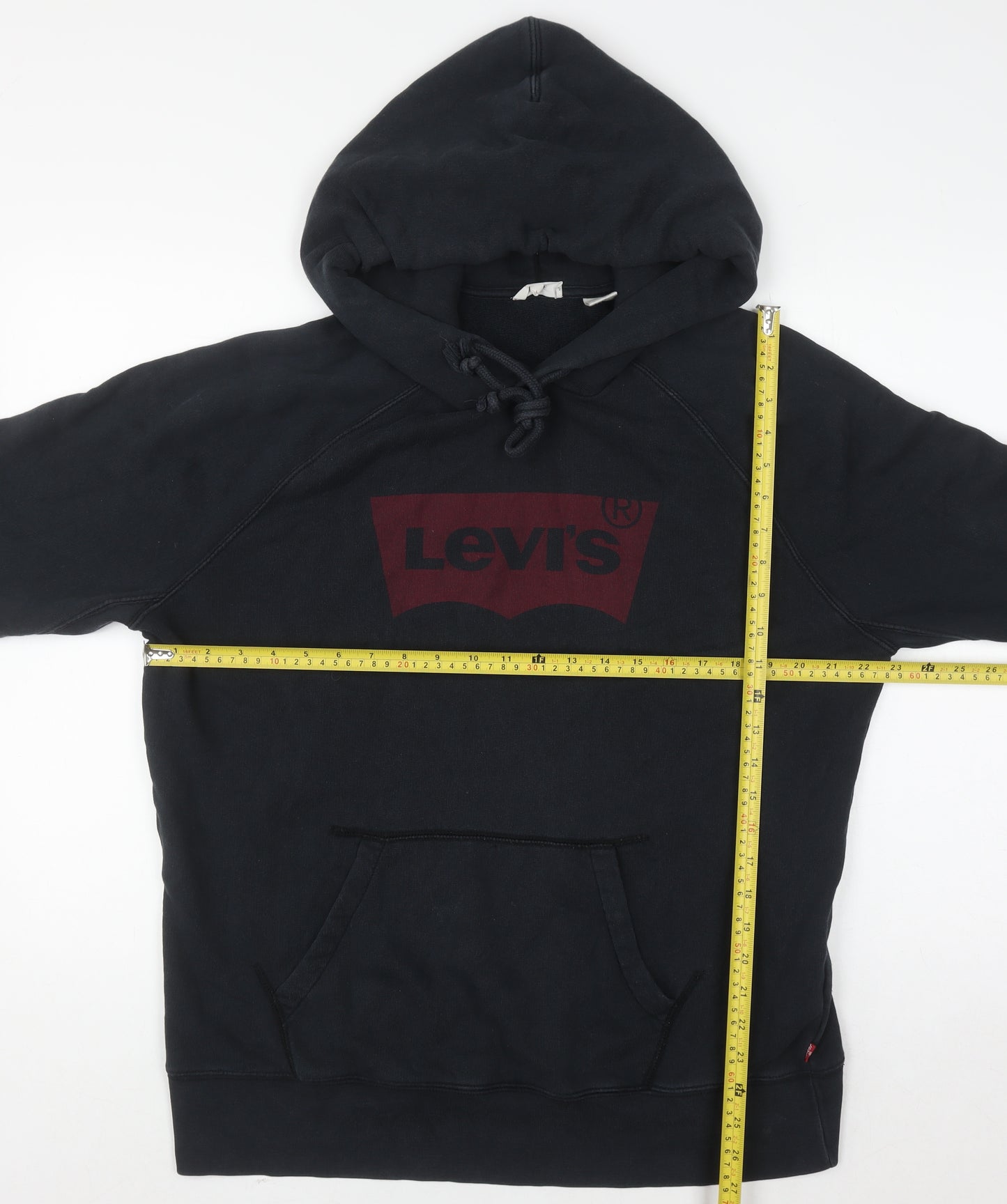 Levi's Men's Black Pullover Hoodie L Logo Graphic Cotton Sweatshirt