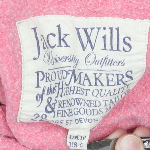 Jack Wills Womens Pink Pullover Hoodie Size UK 10 Cotton Blend