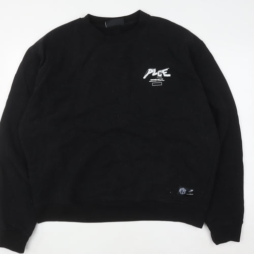 PLCE Men's Black 2XL Cotton Crew Neck Pull On Sweatshirt
