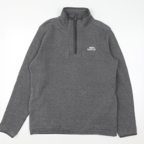 Weird Fish Men's Grey Fleece 1/4 Zip Pullover Sweatshirt M