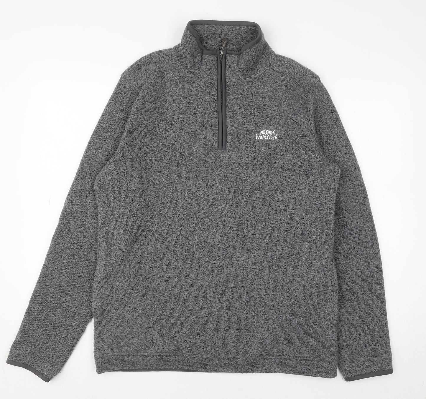 Weird Fish Men's Grey Fleece 1/4 Zip Pullover Sweatshirt M