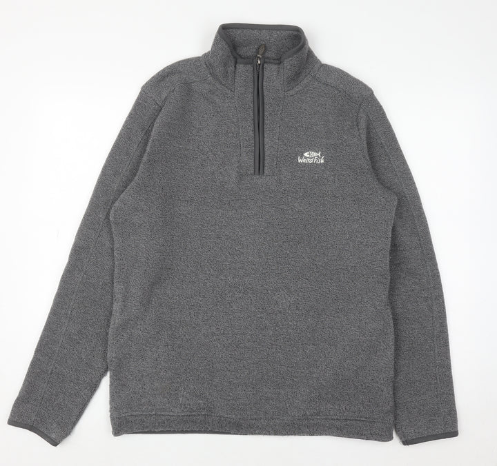 Weird Fish Men's Grey Fleece 1/4 Zip Pullover Sweatshirt M