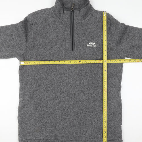 Weird Fish Men's Grey Fleece 1/4 Zip Pullover Sweatshirt M