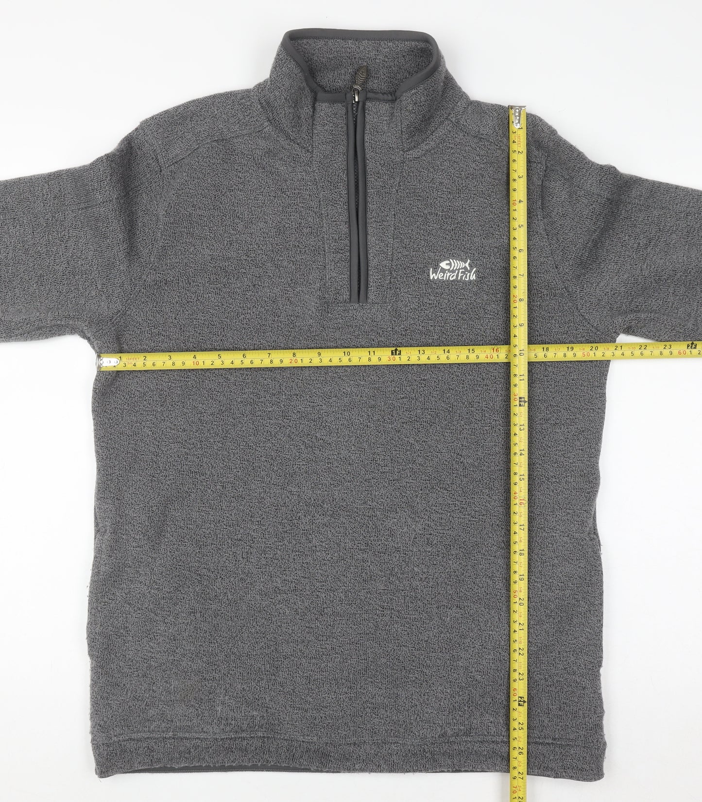 Weird Fish Men's Grey Fleece 1/4 Zip Pullover Sweatshirt M