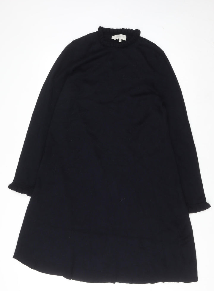 Hobbs Women Black Wool Blend Knit Shift Dress Size 14