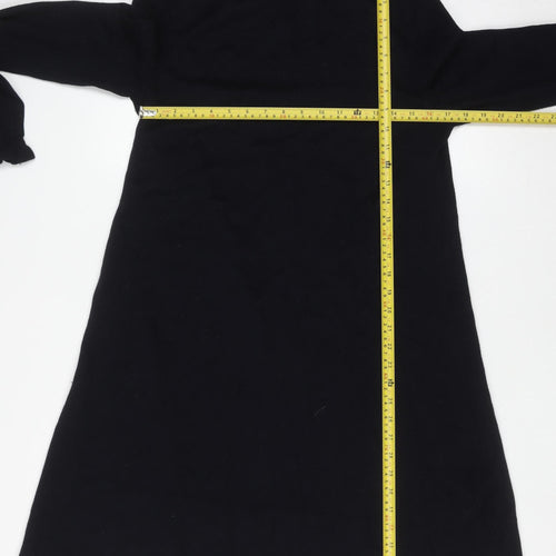Hobbs Women Black Wool Blend Knit Shift Dress Size 14