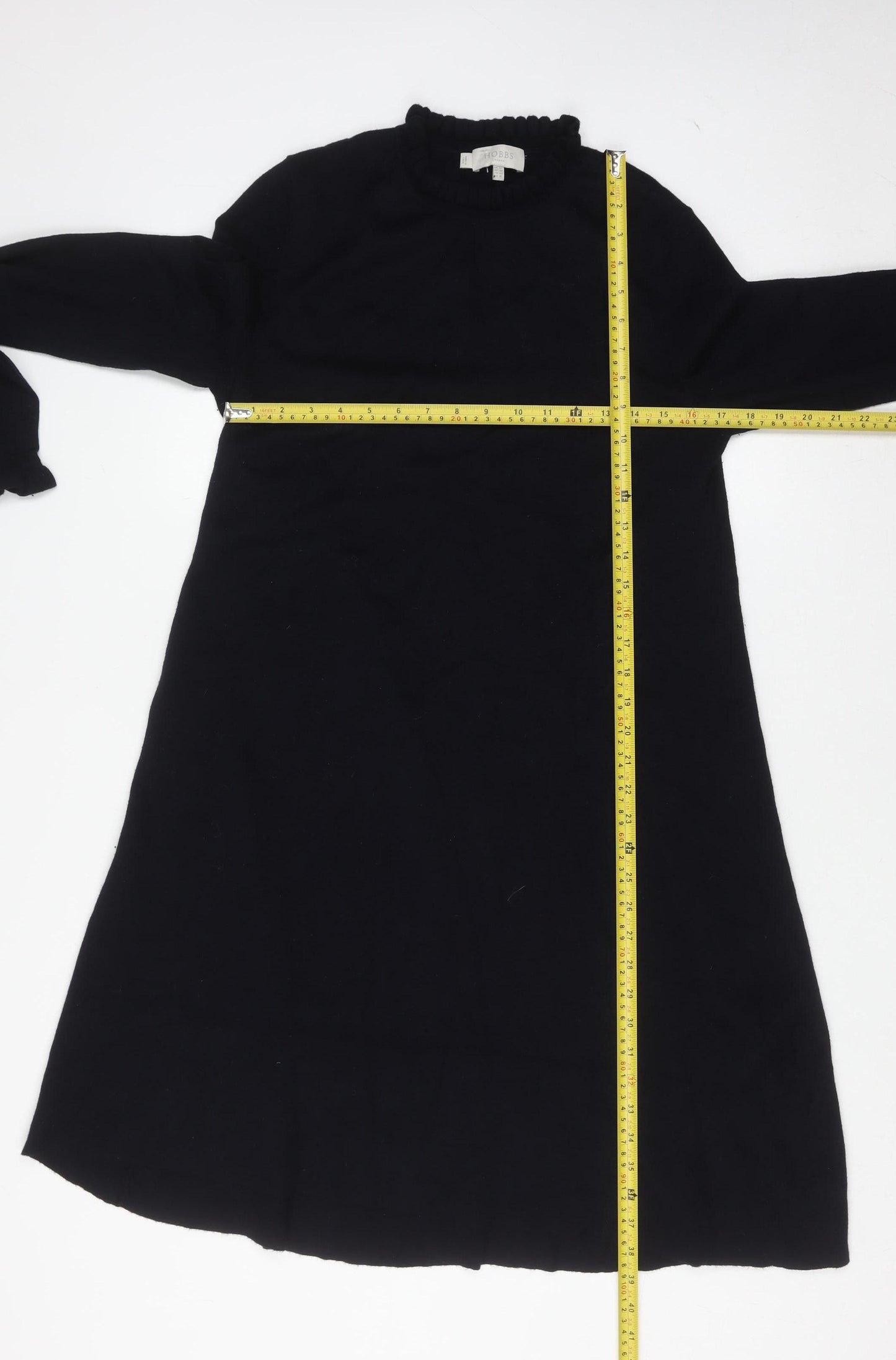 Hobbs Women Black Wool Blend Knit Shift Dress Size 14