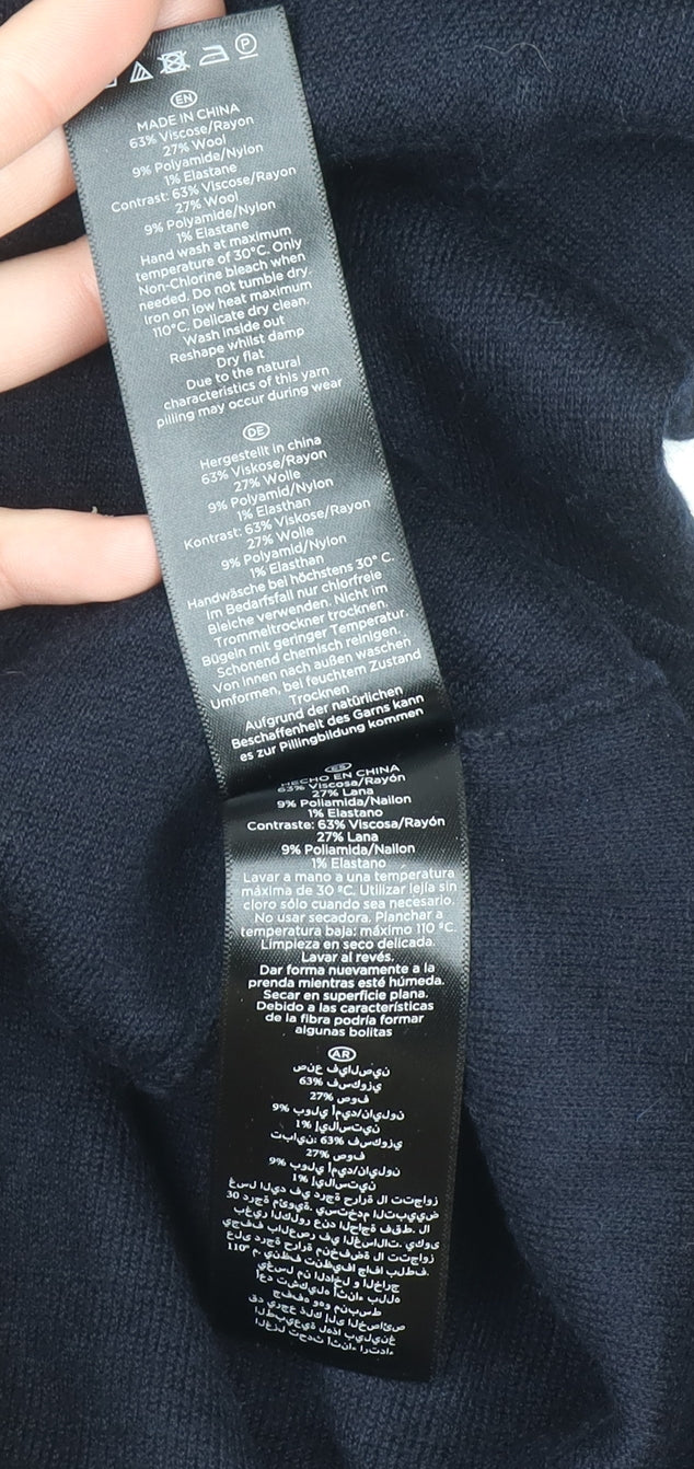 Hobbs Women Black Wool Blend Knit Shift Dress Size 14