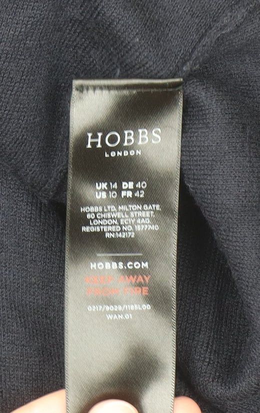 Hobbs Women Black Wool Blend Knit Shift Dress Size 14