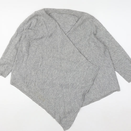Boden Women Grey Wool Blend Wrap Jumper UK 14 V-Neck Knit