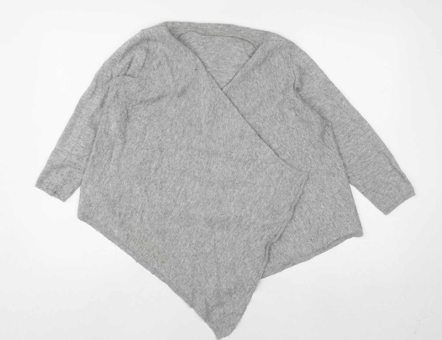 Boden Women Grey Wool Blend Wrap Jumper UK 14 V-Neck Knit