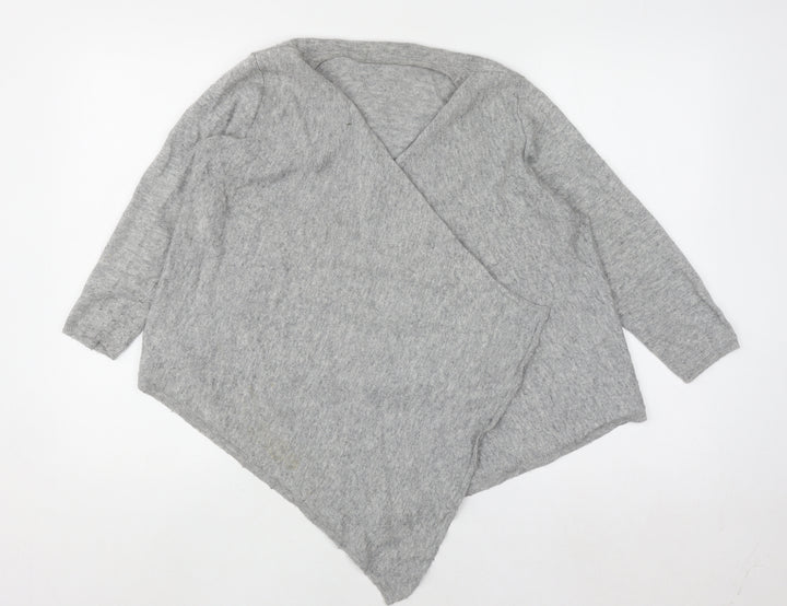 Boden Women Grey Wool Blend Wrap Jumper UK 14 V-Neck Knit