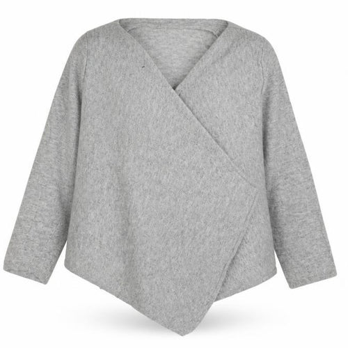 Boden Women Grey Wool Blend Wrap Jumper UK 14 V-Neck Knit