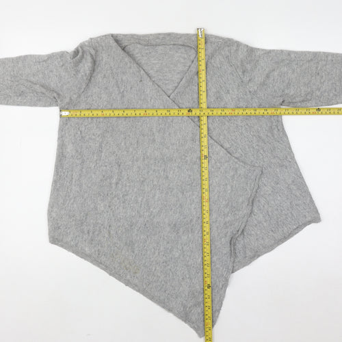 Boden Women Grey Wool Blend Wrap Jumper UK 14 V-Neck Knit