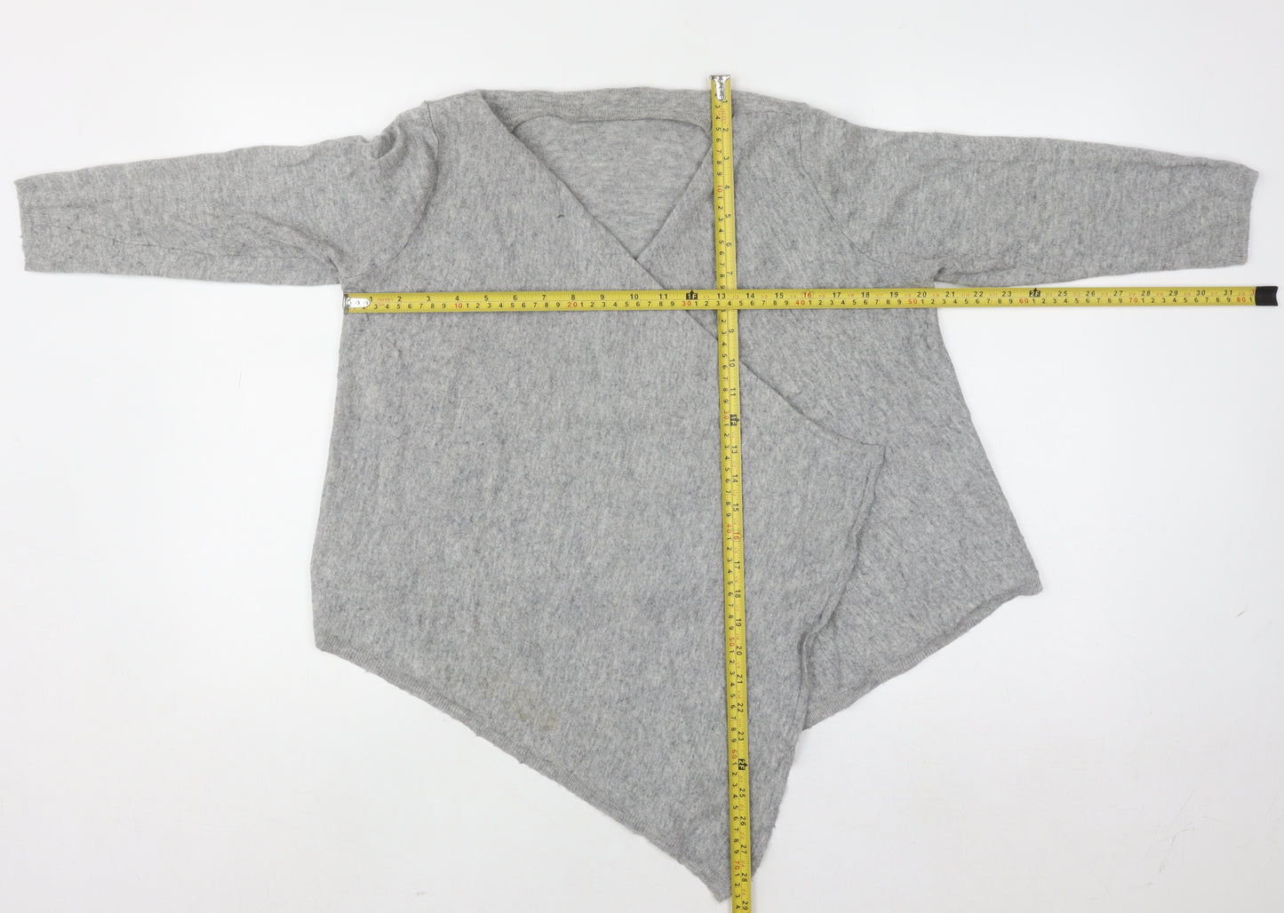 Boden Women Grey Wool Blend Wrap Jumper UK 14 V-Neck Knit