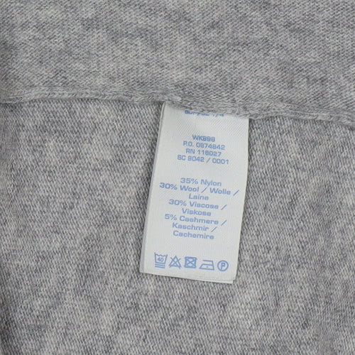 Boden Women Grey Wool Blend Wrap Jumper UK 14 V-Neck Knit