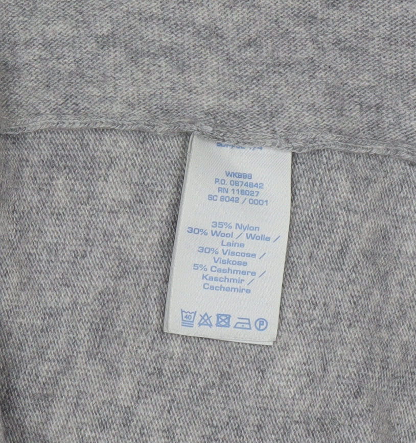 Boden Women Grey Wool Blend Wrap Jumper UK 14 V-Neck Knit