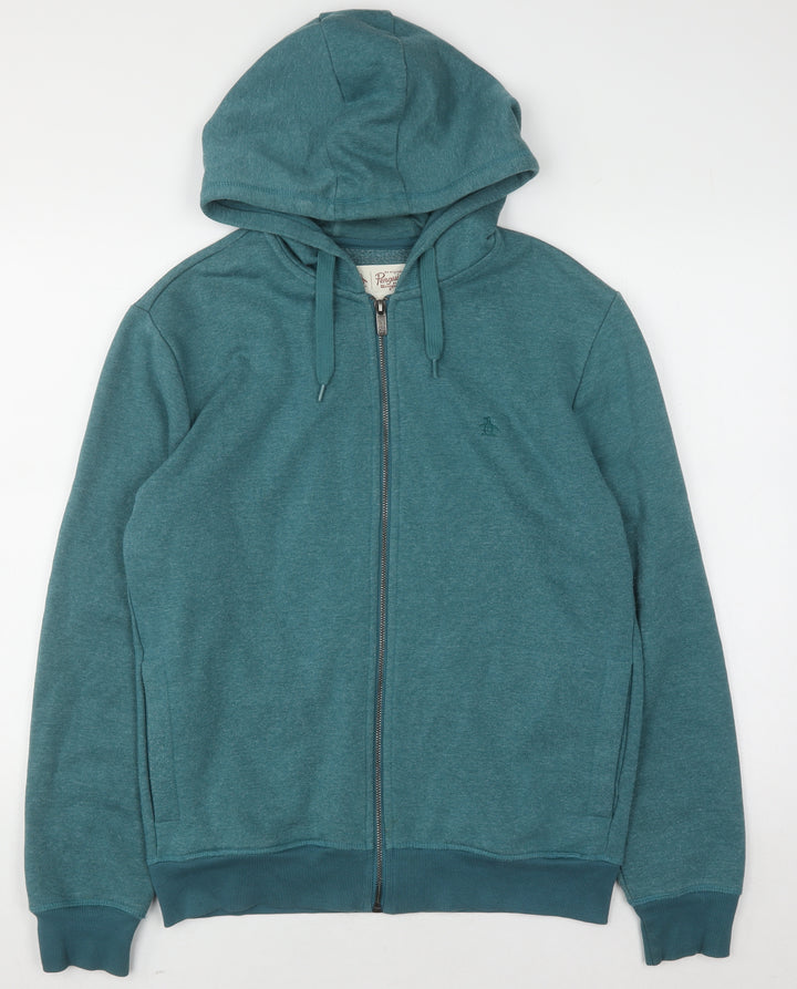 Original Penguin Womens Teal Full Zip Hoodie Size M Cotton Blend