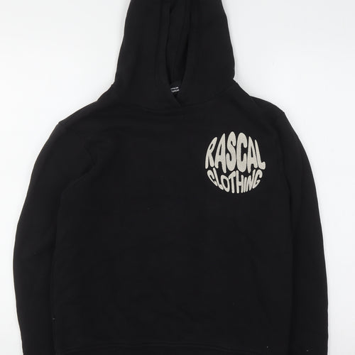 Rascal Boys Black Pullover Hoodie 13-14 Years Logo Graphic Hooded Sweatshirt