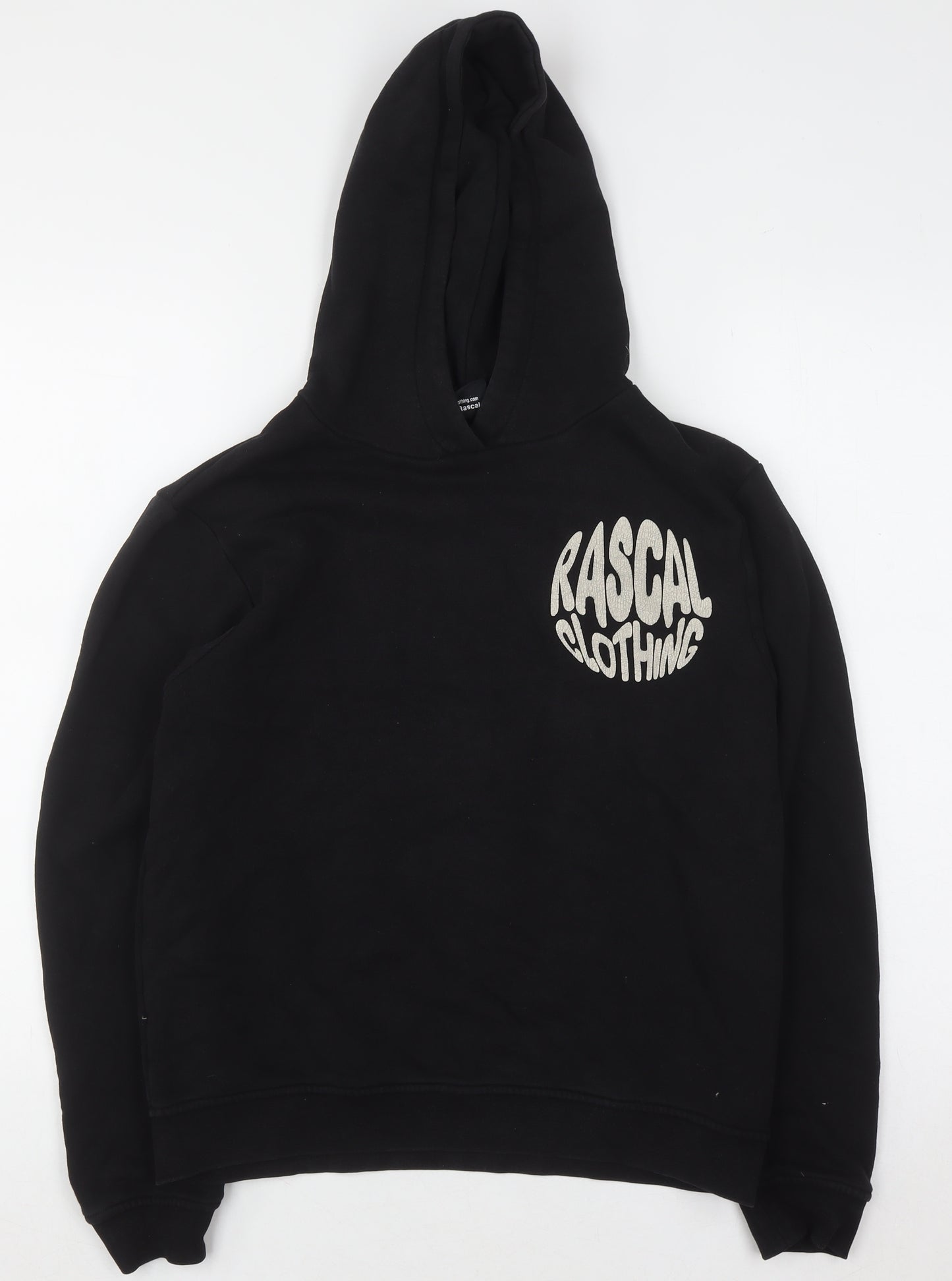 Rascal Boys Black Pullover Hoodie 13-14 Years Logo Graphic Hooded Sweatshirt