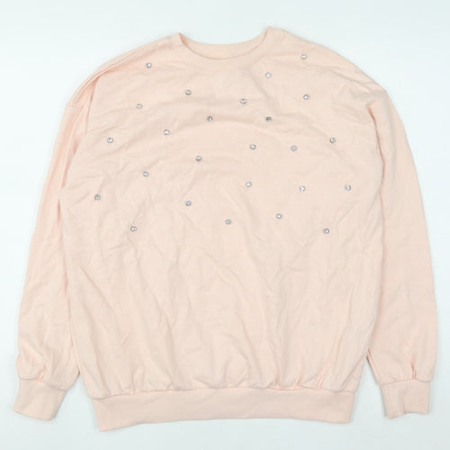 River Island Womens Pink Embellished Pullover Sweatshirt XS