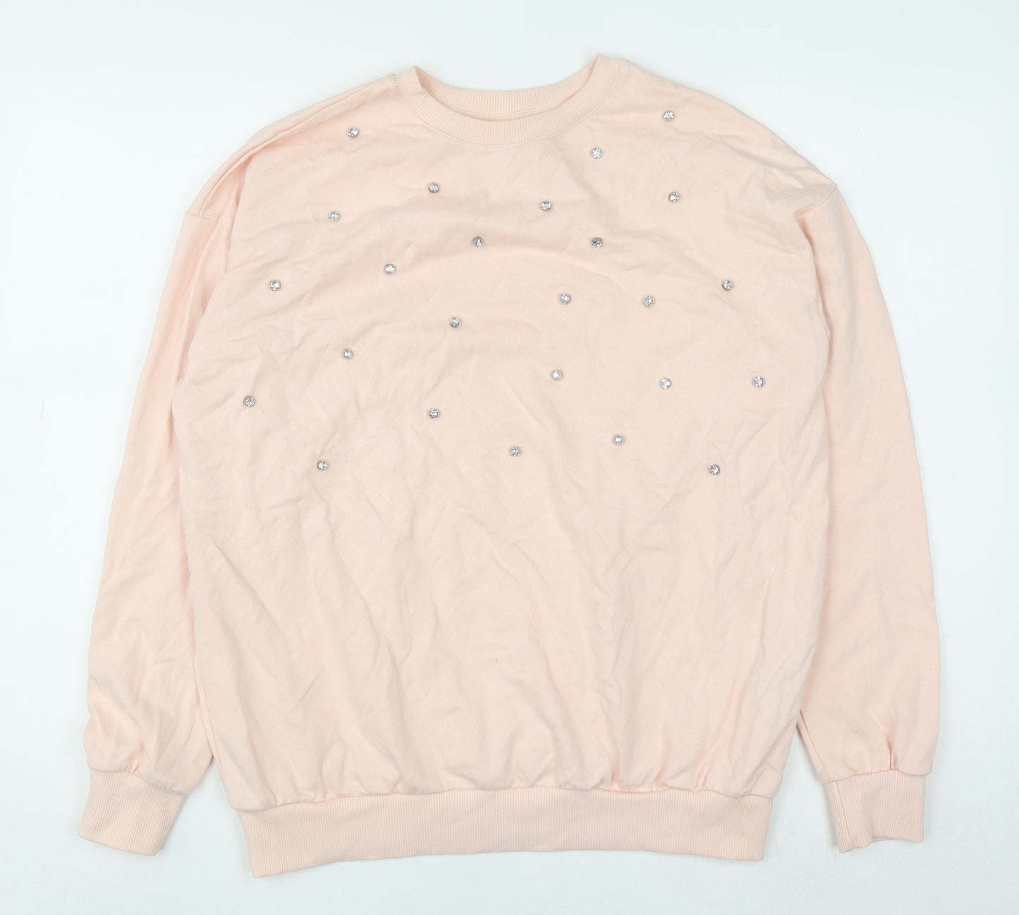 River Island Womens Pink Embellished Pullover Sweatshirt XS