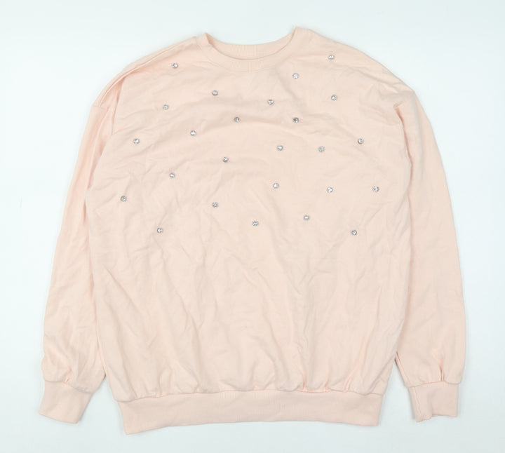 River Island Womens Pink Embellished Pullover Sweatshirt XS