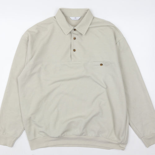 Essentials Men's Beige Classic L Henley Sweatshirt Long Sleeve