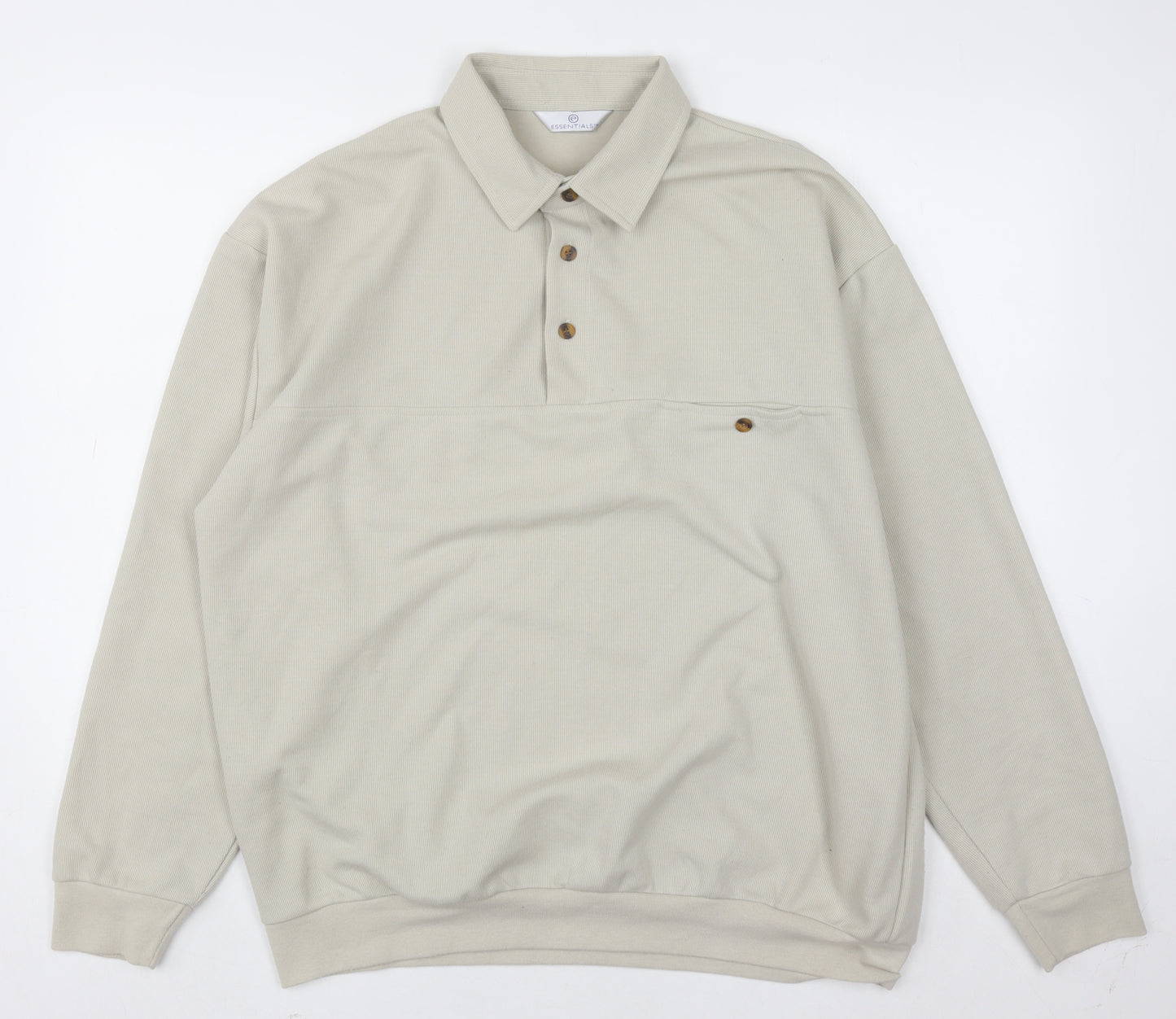 Essentials Men's Beige Classic L Henley Sweatshirt Long Sleeve