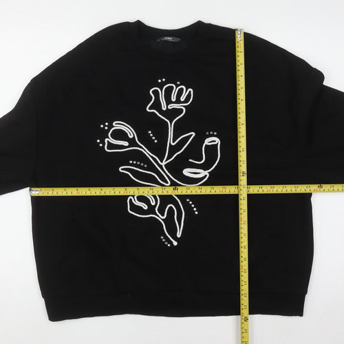 Max Women’s Black Floral Embroidered Pullover Sweatshirt L UK 14/16