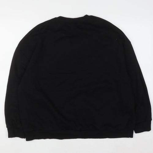 Max Women’s Black Floral Embroidered Pullover Sweatshirt L UK 14/16