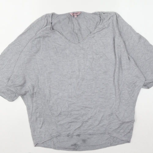 Phase Eight Women’s Grey Knit V-Neck Tunic Blouse Size M