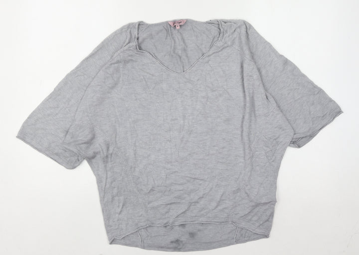 Phase Eight Women’s Grey Knit V-Neck Tunic Blouse Size M