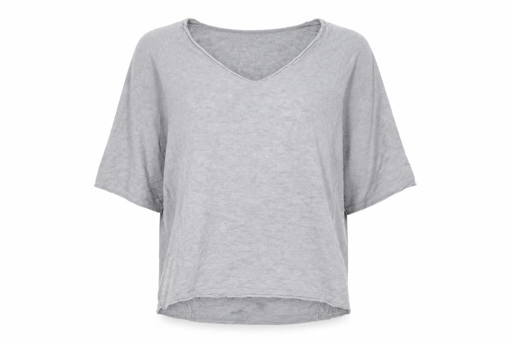 Front view of Phase Eight Women’s Grey Knit V-Neck Tunic Blouse, size M