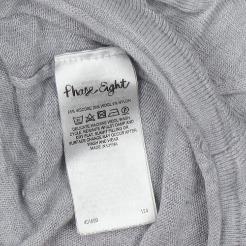 Phase Eight Women’s Grey Knit V-Neck Tunic Blouse Size M