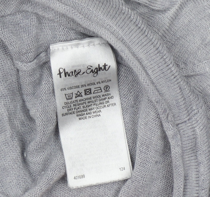 Phase Eight Women’s Grey Knit V-Neck Tunic Blouse Size M