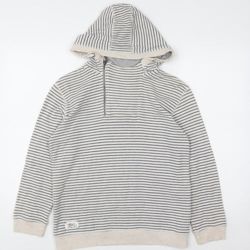 J Jeans Boys Beige Stripe 11-12 Years Cotton Pullover Hoodie