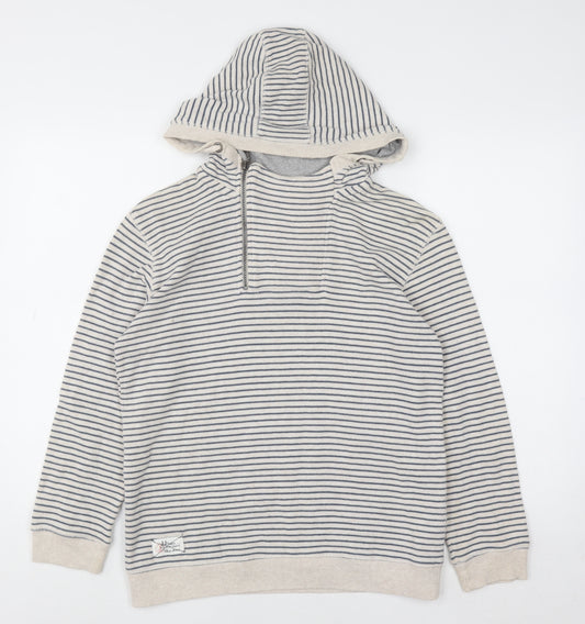 J Jeans Boys Beige Stripe 11-12 Years Cotton Pullover Hoodie